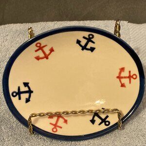 VTG 1997 Sail Boats Exclusive Laura Ashley Soap Dish-Hand Decorated England-EUC